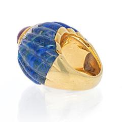 David Webb DAVID WEBB 18K YELLOW GOLD AZURE MALACHITE RUBY DIAMOND RING - 2039438