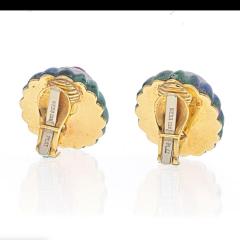 David Webb DAVID WEBB 18K YELLOW GOLD AZURITE MALACHITE RUBY DIAMOND EARRINGS - 2039439