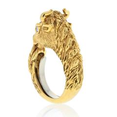 David Webb DAVID WEBB 18K YELLOW GOLD BABY BULL WITH DIAMOND EYES RING - 2494387