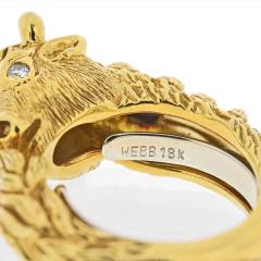 David Webb DAVID WEBB 18K YELLOW GOLD BABY BULL WITH DIAMOND EYES RING - 2494388