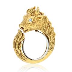David Webb DAVID WEBB 18K YELLOW GOLD BABY BULL WITH DIAMOND EYES RING - 2494390