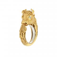 David Webb DAVID WEBB 18K YELLOW GOLD BABY BULL WITH DIAMOND EYES RING - 2495363