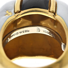 David Webb DAVID WEBB 18K YELLOW GOLD BLACK AND WHITE ENAMEL BOMBE RING - 2765432