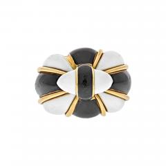 David Webb DAVID WEBB 18K YELLOW GOLD BLACK AND WHITE ENAMEL BOMBE RING - 2769615