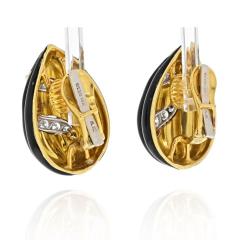 David Webb DAVID WEBB 18K YELLOW GOLD BLACK ENAMEL AND DIAMOND TEAR DROP EARRINGS - 2345923
