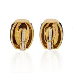 David Webb DAVID WEBB 18K YELLOW GOLD BLACK ENAMEL GOLD SPOTTED EARRINGS - 1796931
