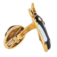 David Webb DAVID WEBB 18K YELLOW GOLD BLACK ENAMEL JOCKEY HORSE CUFF LINKS - 3492929