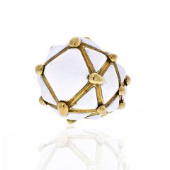 David Webb DAVID WEBB 18K YELLOW GOLD BOMBE WHITE ENAMEL RING - 1902619