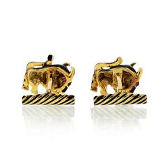 David Webb DAVID WEBB 18K YELLOW GOLD BULLS BLACK ENAMEL VINTAGE CUFF LINKS - 1840459