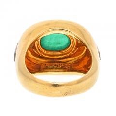 David Webb DAVID WEBB 18K YELLOW GOLD CABOCHON EMERALD DIAMOND RING - 2946913