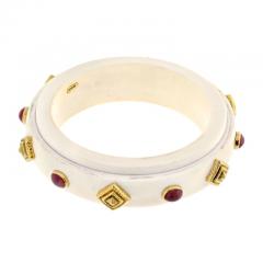 David Webb DAVID WEBB 18K YELLOW GOLD CABOCHON RUBY BONE BANGLE BRACELET - 3253330