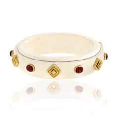 David Webb DAVID WEBB 18K YELLOW GOLD CABOCHON RUBY BONE BANGLE BRACELET - 3253342