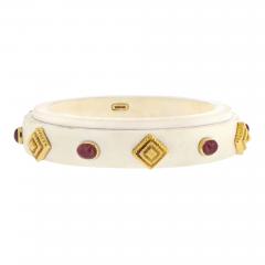 David Webb DAVID WEBB 18K YELLOW GOLD CABOCHON RUBY BONE BANGLE BRACELET - 3254711