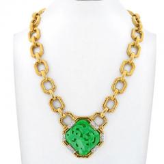 David Webb DAVID WEBB 18K YELLOW GOLD CARVED JADE LINK CHAIN NECKLACE - 2936143