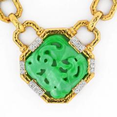 David Webb DAVID WEBB 18K YELLOW GOLD CARVED JADE LINK CHAIN NECKLACE - 2936145