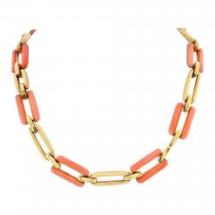 David Webb DAVID WEBB 18K YELLOW GOLD CORAL AND GOLD LINK CONVERTIBLE NECKLACE - 2424656