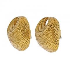 David Webb DAVID WEBB 18K YELLOW GOLD CROISSANT MOTIF HAMMERED FINISH EARRINGS - 1977152