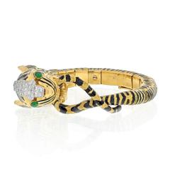 David Webb DAVID WEBB 18K YELLOW GOLD DIAMOND AND BLACK ENAMEL TIGER BRACELET - 2029542