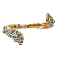 David Webb DAVID WEBB 18K YELLOW GOLD DIAMOND AND GEMSET BYPASS BRACELET - 3697194