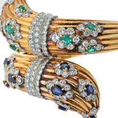 David Webb DAVID WEBB 18K YELLOW GOLD DIAMOND AND GEMSET BYPASS BRACELET - 3697209