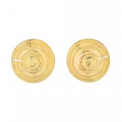 David Webb DAVID WEBB 18K YELLOW GOLD GOLD BEEHIVE SHIELD CLIP EARRINGS - 2495344