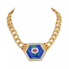 David Webb DAVID WEBB 18K YELLOW GOLD HEXAGONAL SHAPED AZURMALACHITE NECKLACE - 2040384