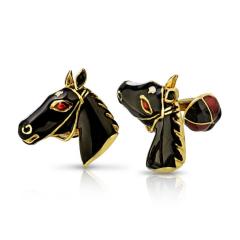 David Webb DAVID WEBB 18K YELLOW GOLD HORSE AND JOCKEY CAP CUFF LINKS - 1786242