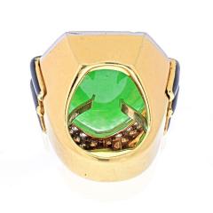 David Webb DAVID WEBB 18K YELLOW GOLD JADE DIAMOND BLACK ENAMEL STATEMENT RING - 1941072