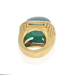 David Webb DAVID WEBB 18K YELLOW GOLD LARGE GREEN CHALCEDONY RING - 2029563