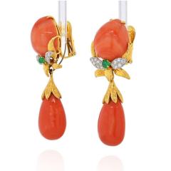 David Webb DAVID WEBB 18K YELLOW GOLD NATURAL CORAL DAY TO NIGHT DANGLING EARRINGS - 2235986
