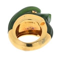 David Webb DAVID WEBB 18K YELLOW GOLD NEPHRITE RUBY LION RING - 2235981