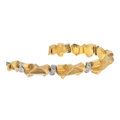 David Webb DAVID WEBB 18K YELLOW GOLD NUGGET DIAMOND ARTICULATED BRACELET - 2512481