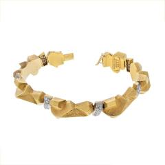 David Webb DAVID WEBB 18K YELLOW GOLD NUGGET DIAMOND ARTICULATED BRACELET - 2512482