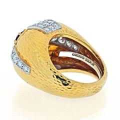 David Webb DAVID WEBB 18K YELLOW GOLD OVAL AMETHYST AND DIAMOND HAMMERED FINISH RING - 2569902