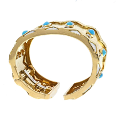 David Webb DAVID WEBB 18K YELLOW GOLD RICKRACK TURQUOISE DIAMOND - 2765399