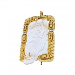 David Webb DAVID WEBB 18K YELLOW GOLD ROCK CRYSTAL MONKEY PENDANT - 2486072