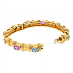 David Webb DAVID WEBB 18K YELLOW GOLD SEMI PRECIOUS COLOR STONE BANGLE BRACELET - 2899673