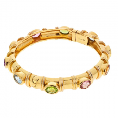 David Webb DAVID WEBB 18K YELLOW GOLD SEMI PRECIOUS COLOR STONE BANGLE BRACELET - 2899680