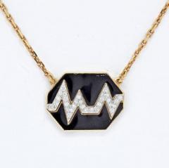 David Webb DAVID WEBB 18K YELLOW GOLD SKIP BLACK ENAMEL DIAMOND PENDANT - 1963041