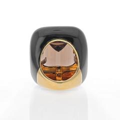 David Webb DAVID WEBB 18K YELLOW GOLD SMOKY QUARTZ AND BLACK ENAMEL RING - 2110425