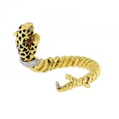 David Webb DAVID WEBB 18K YELLOW GOLD SPOTTED LEOPARD DIAMOND BANGLE BRACELET - 1977169
