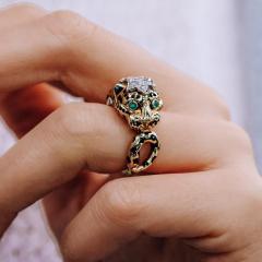David Webb DAVID WEBB 18K YELLOW GOLD SPOTTED LEOPARD DIAMOND RING - 2212836