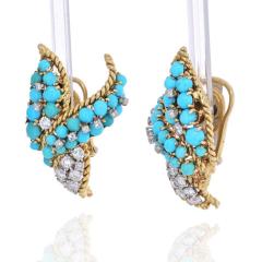 David Webb DAVID WEBB 18K YELLOW GOLD TURQUOISE BEADS AND DIAMOND EARRINGS - 2281855