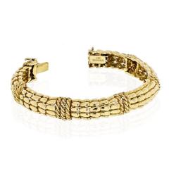 David Webb DAVID WEBB 18K YELLOW GOLD TWIST ROPE SECTIONAL FISHSCALE FLEXIBLE BRACELET - 1941047