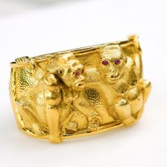 David Webb DAVID WEBB 18K YELLOW GOLD TWO MONKEYS CUFF BRACELET - 2259535