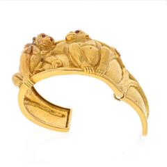 David Webb DAVID WEBB 18K YELLOW GOLD TWO MONKEYS CUFF BRACELET - 2259543