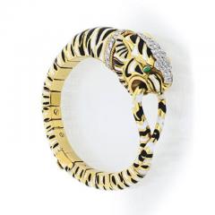 David Webb DAVID WEBB 18K YELLOW GOLD WHITE AND BLACK ENAMEL TIGER BRACELET - 1977176