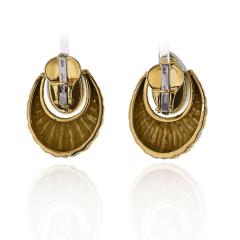 David Webb DAVID WEBB 18K YELLOW GOLD WHITE ENAMEL DOOR KNOCKERS EARRINGS - 1902640