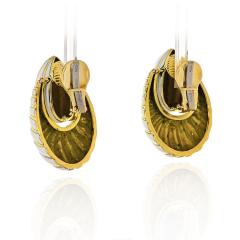 David Webb DAVID WEBB 18K YELLOW GOLD WHITE ENAMEL DOOR KNOCKERS EARRINGS - 1902641