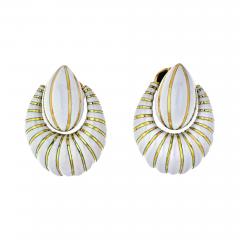 David Webb DAVID WEBB 18K YELLOW GOLD WHITE ENAMEL DOOR KNOCKERS EARRINGS - 1904932